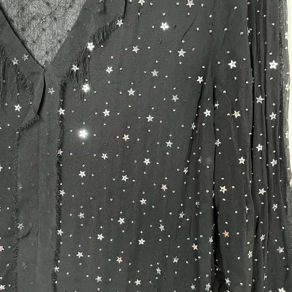 All Saints Shalien Star Embellished Sheer Black Top Blouse - Picture 8 of 13